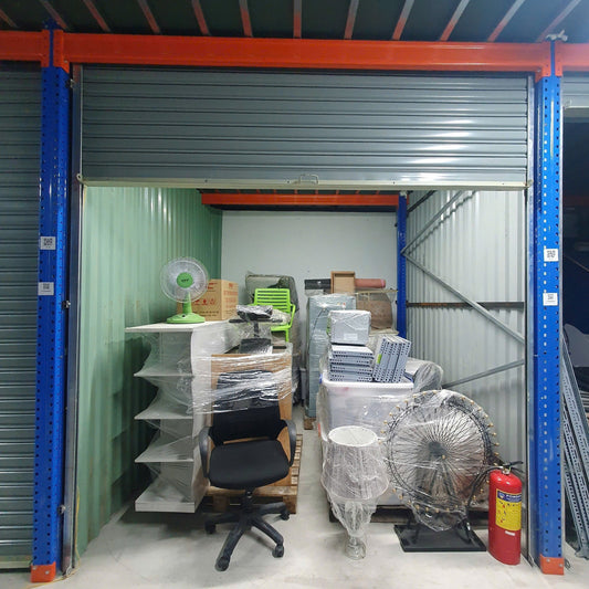 Filming affordable warehouse with steel roll-up doors 