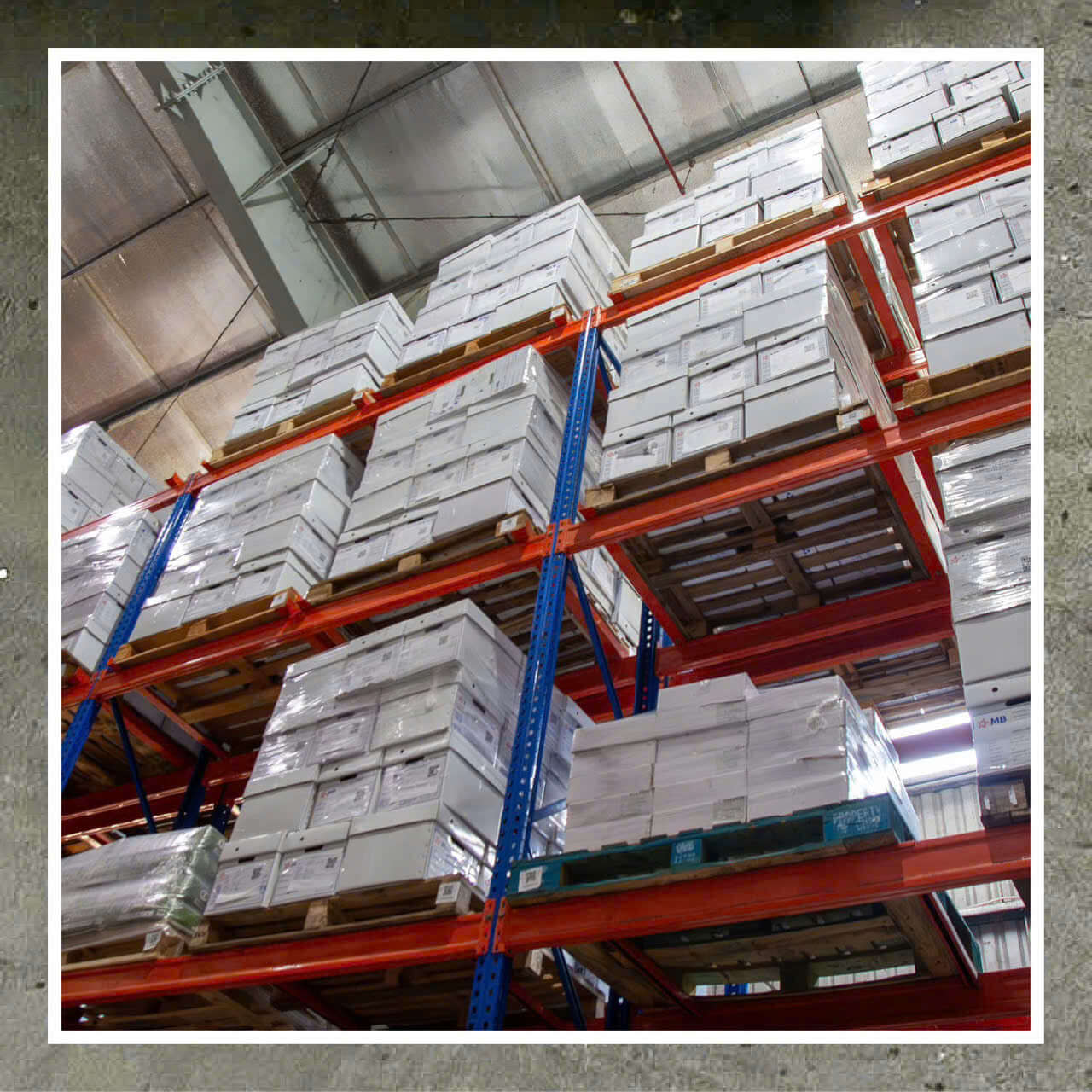 Modern logistics warehouse with high-end shelving systems